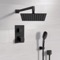 Matte Black Thermostatic Shower Set with Rain Shower Head and Hand Shower